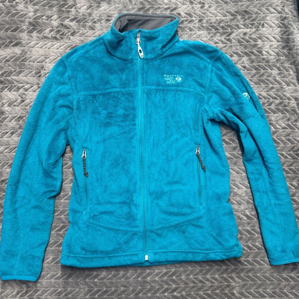 Mountain Hardwear Womens Teal Blue High Pile Fuzzy Full Zip Fleece Jacket (1446)